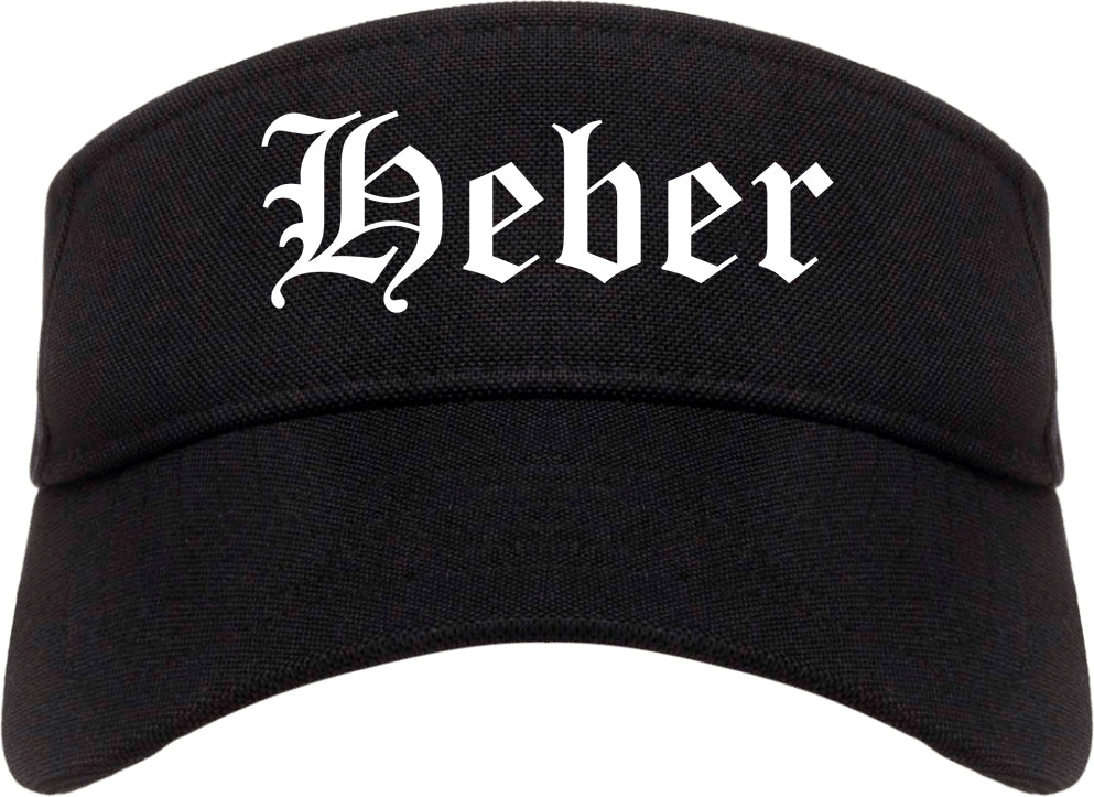 Heber Utah UT Old English Mens Visor Cap Hat Black