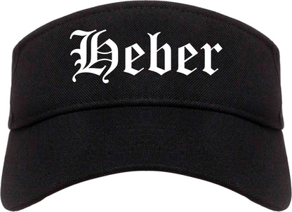 Heber Utah UT Old English Mens Visor Cap Hat Black