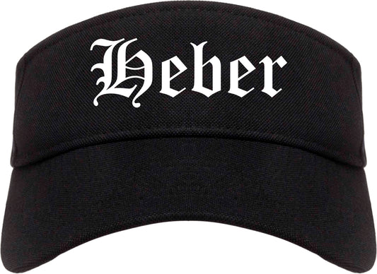 Heber Utah UT Old English Mens Visor Cap Hat Black