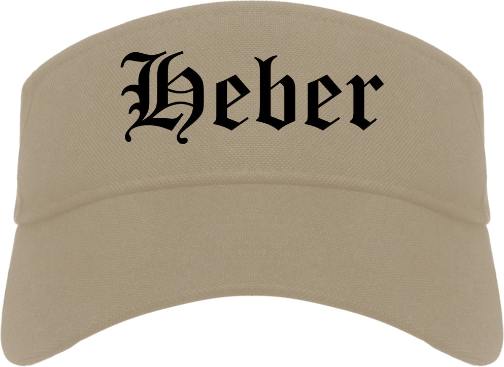 Heber Utah UT Old English Mens Visor Cap Hat Khaki