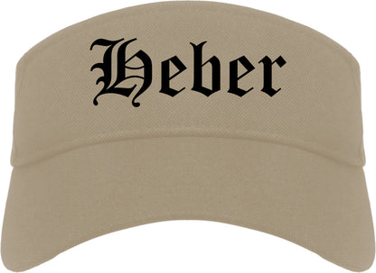 Heber Utah UT Old English Mens Visor Cap Hat Khaki