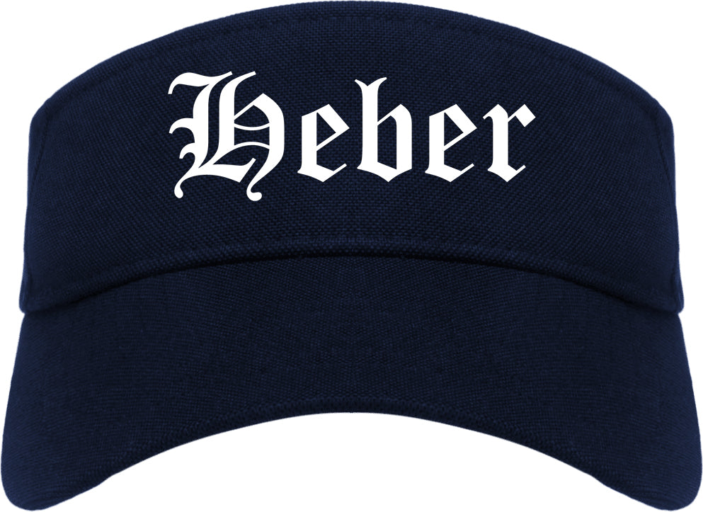 Heber Utah UT Old English Mens Visor Cap Hat Navy Blue