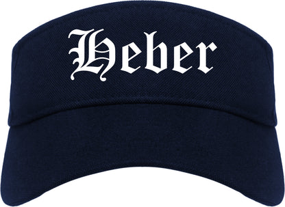 Heber Utah UT Old English Mens Visor Cap Hat Navy Blue