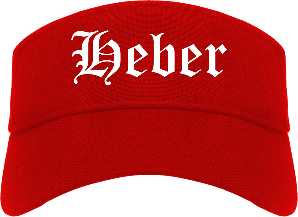 Heber Utah UT Old English Mens Visor Cap Hat Red