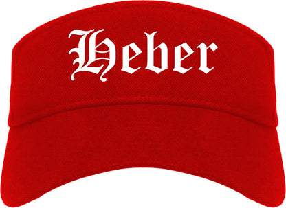 Heber Utah UT Old English Mens Visor Cap Hat Red