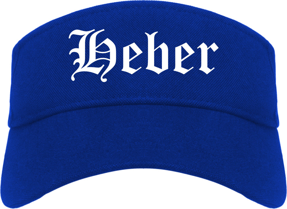 Heber Utah UT Old English Mens Visor Cap Hat Royal Blue