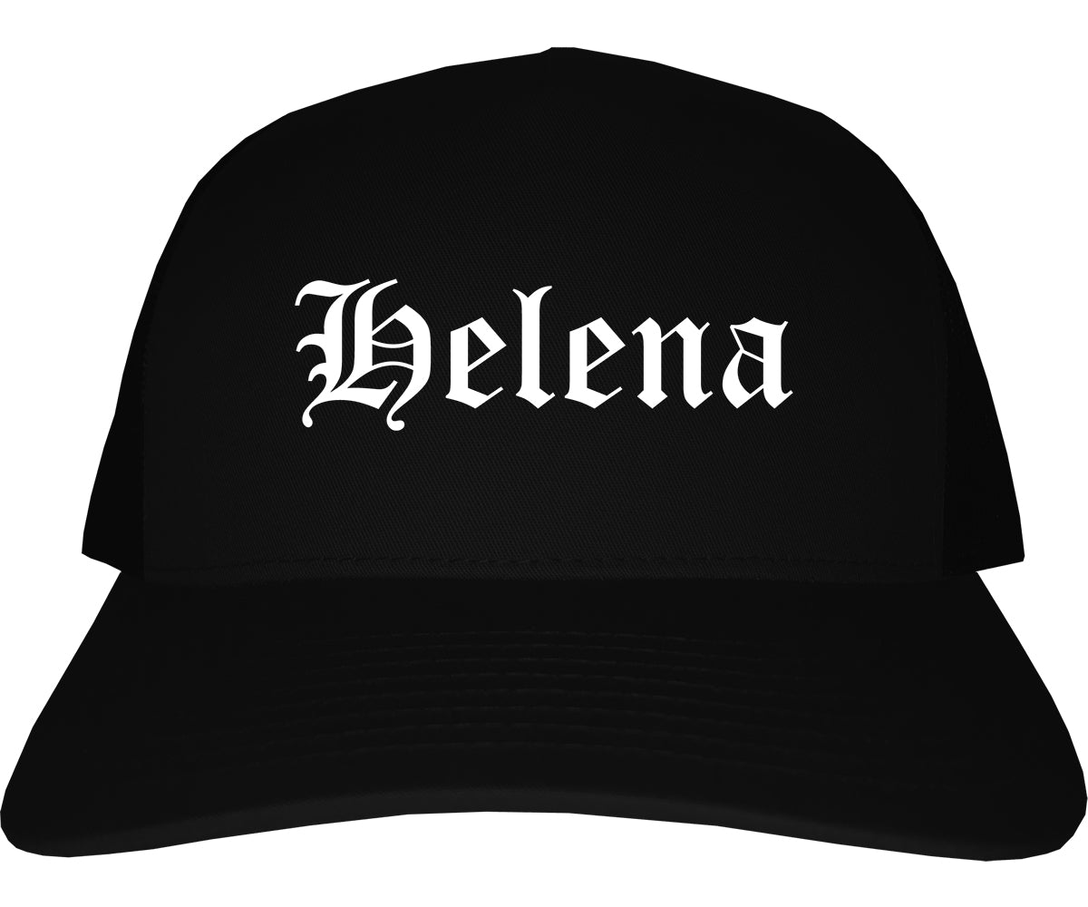 Helena Montana MT Old English Mens Trucker Hat Cap Black