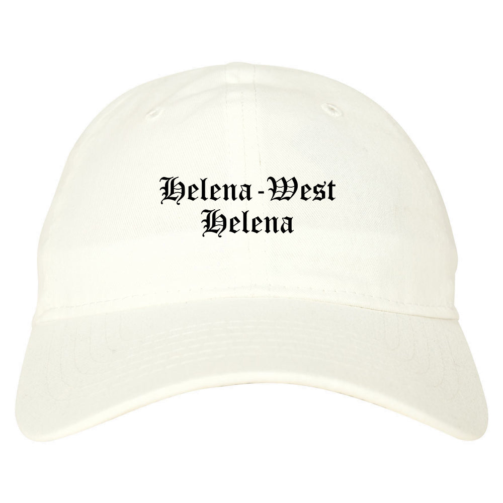 Helena West Helena Arkansas AR Old English Mens Dad Hat Baseball Cap White