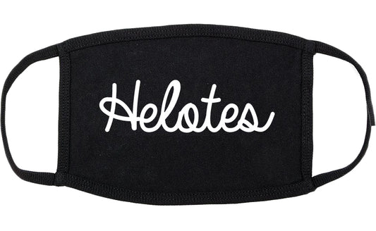 Helotes Texas TX Script Cotton Face Mask Black