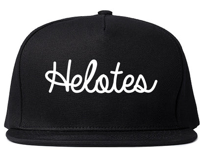 Helotes Texas TX Script Mens Snapback Hat Black