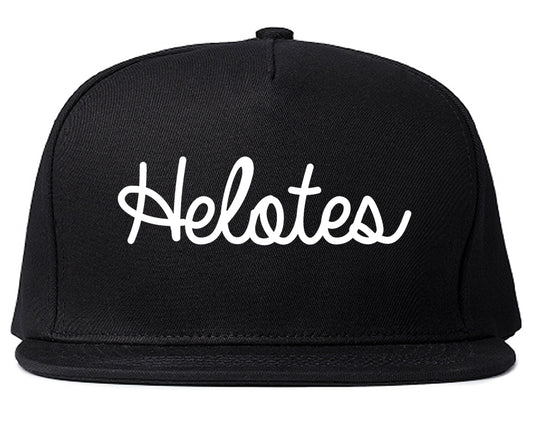 Helotes Texas TX Script Mens Snapback Hat Black
