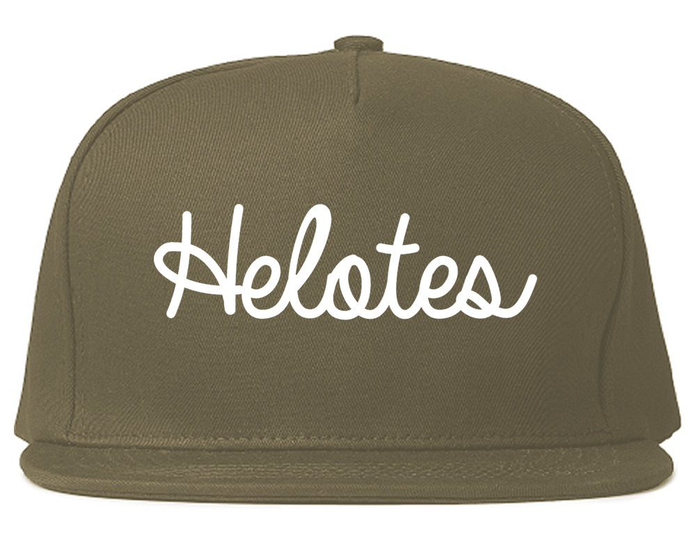 Helotes Texas TX Script Mens Snapback Hat Grey