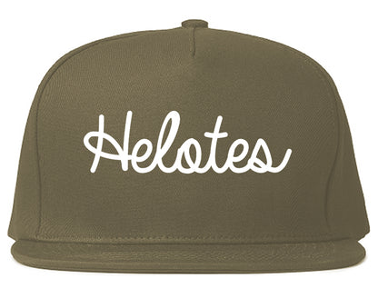 Helotes Texas TX Script Mens Snapback Hat Grey
