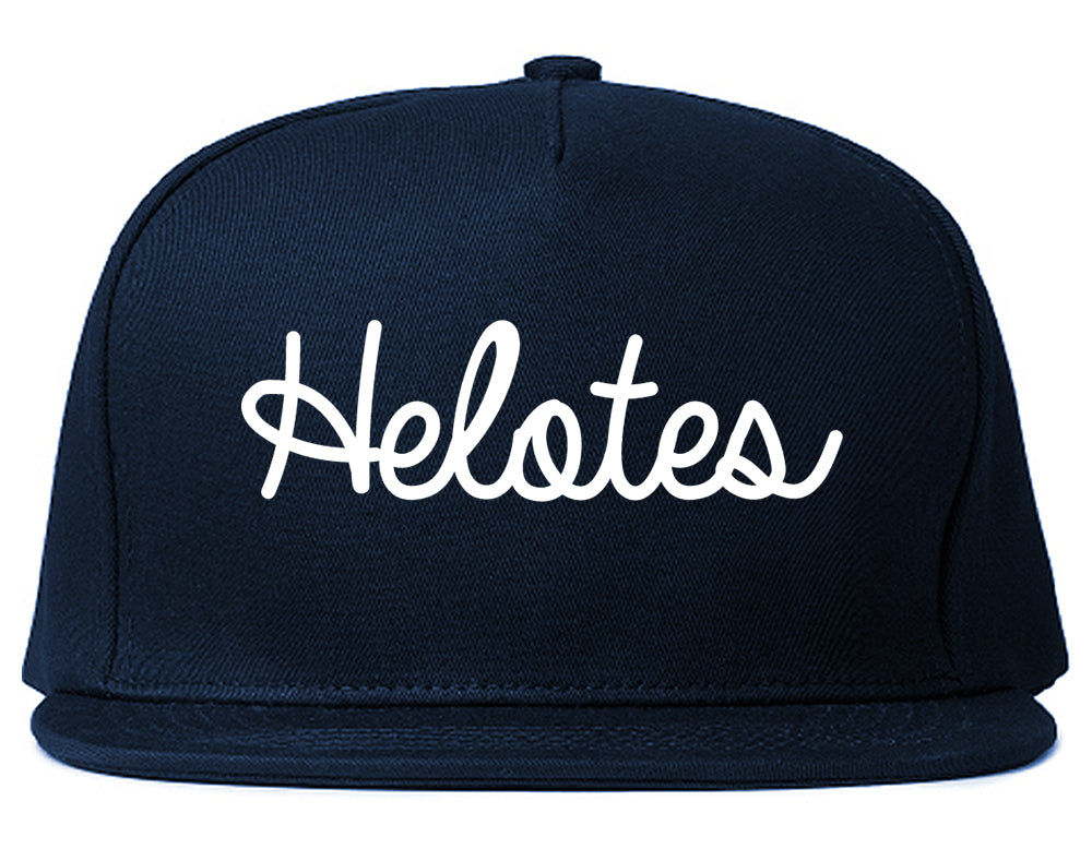 Helotes Texas TX Script Mens Snapback Hat Navy Blue