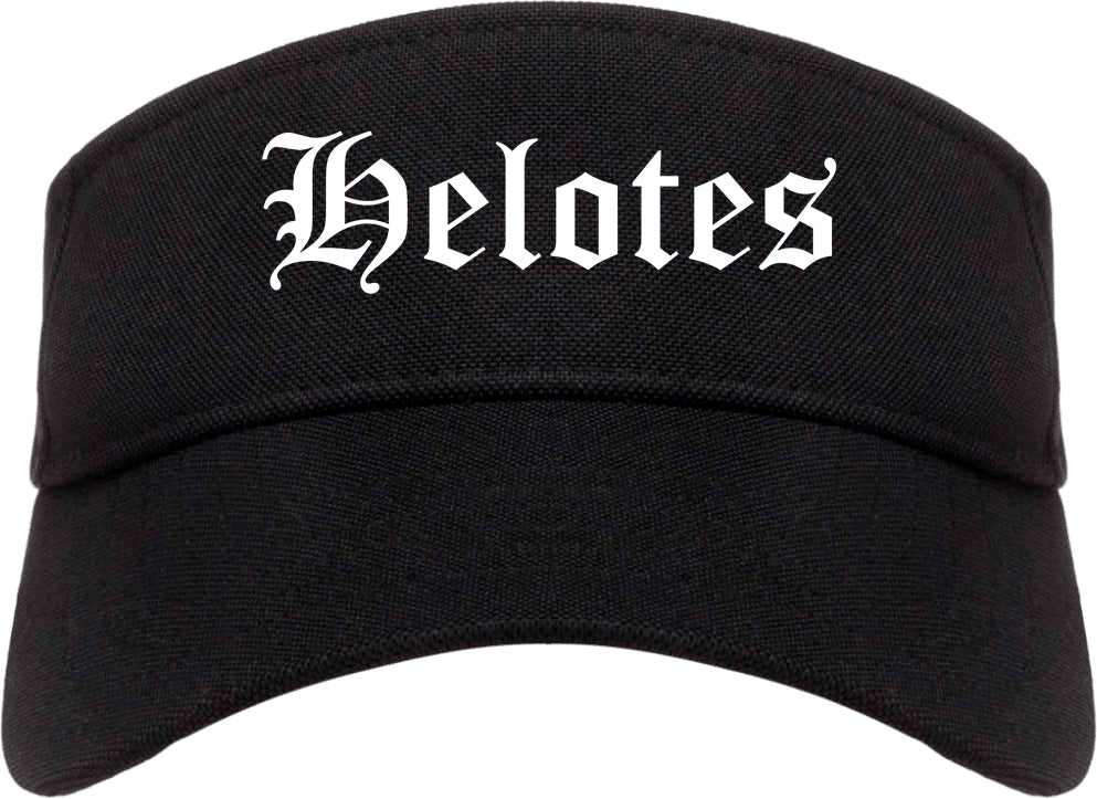 Helotes Texas TX Old English Mens Visor Cap Hat Black