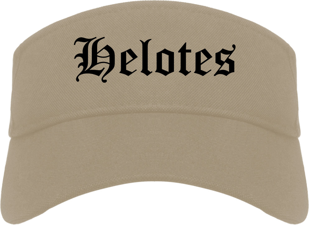 Helotes Texas TX Old English Mens Visor Cap Hat Khaki