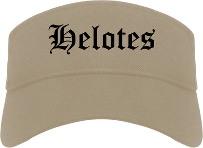 Helotes Texas TX Old English Mens Visor Cap Hat Khaki