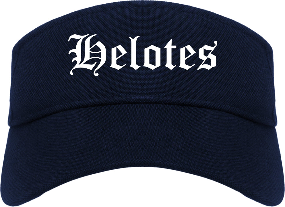Helotes Texas TX Old English Mens Visor Cap Hat Navy Blue