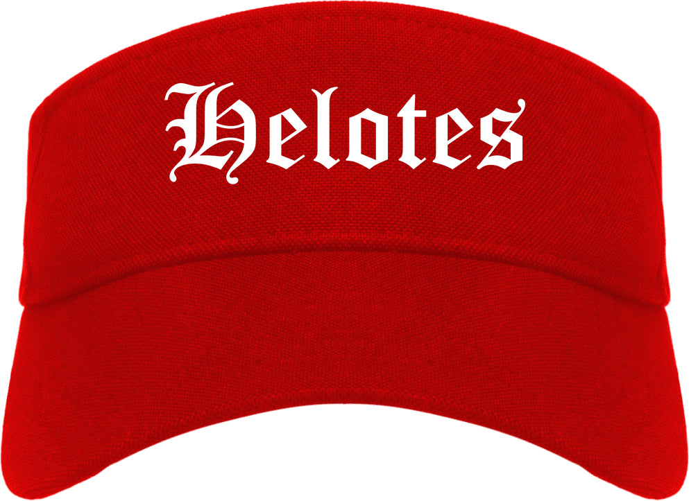 Helotes Texas TX Old English Mens Visor Cap Hat Red