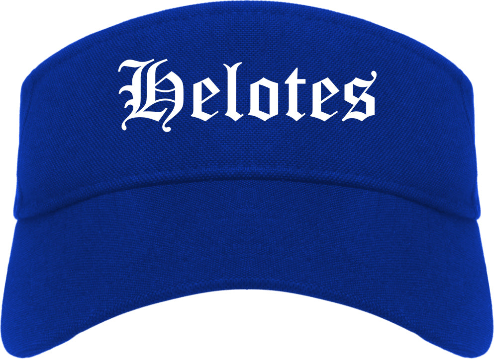 Helotes Texas TX Old English Mens Visor Cap Hat Royal Blue
