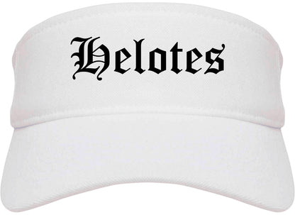 Helotes Texas TX Old English Mens Visor Cap Hat White