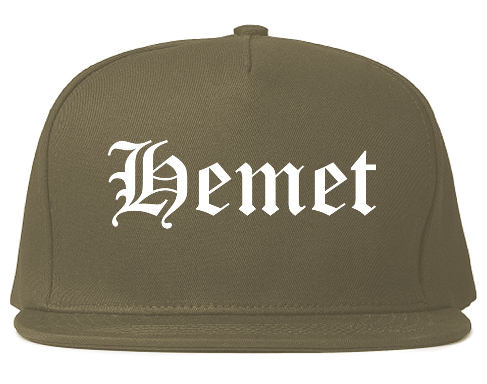 Hemet California CA Old English Mens Snapback Hat Grey