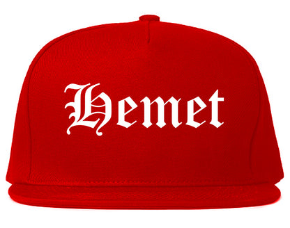 Hemet California CA Old English Mens Snapback Hat Red