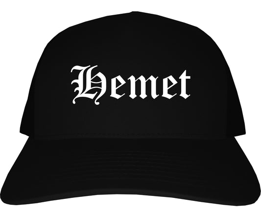 Hemet California CA Old English Mens Trucker Hat Cap Black