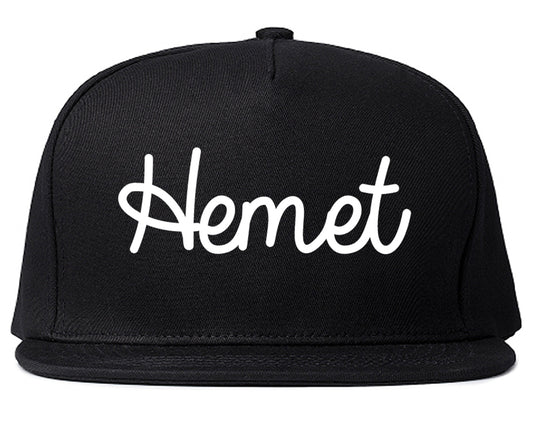 Hemet California CA Script Mens Snapback Hat Black