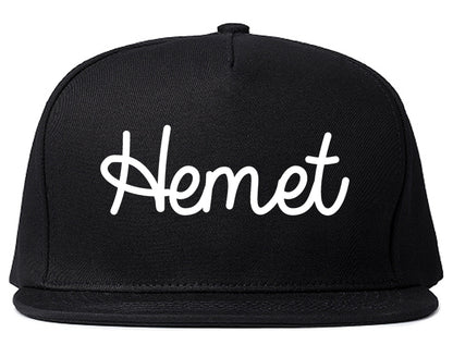 Hemet California CA Script Mens Snapback Hat Black