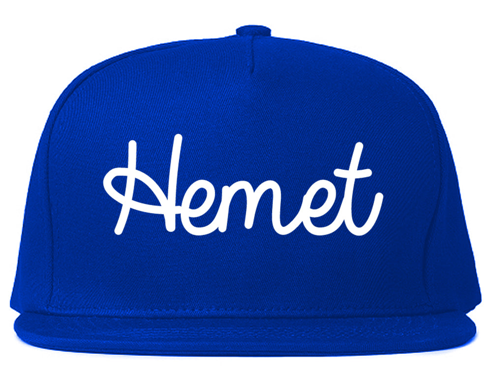 Hemet California CA Script Mens Snapback Hat Royal Blue