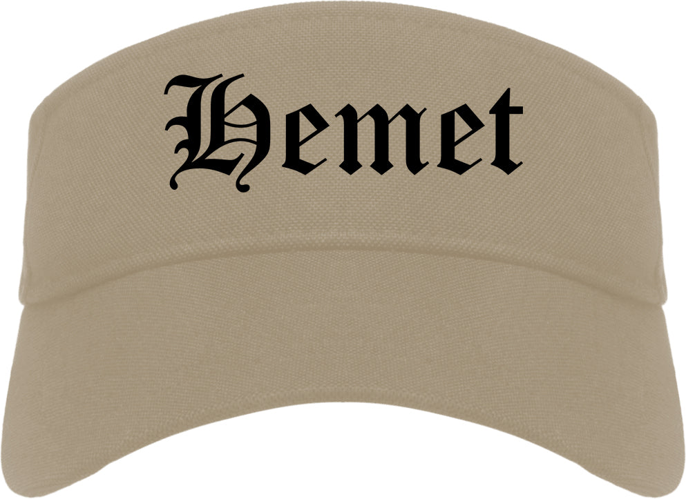 Hemet California CA Old English Mens Visor Cap Hat Khaki