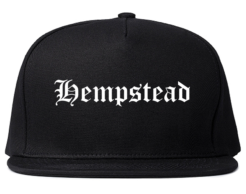 Hempstead New York NY Old English Mens Snapback Hat Black