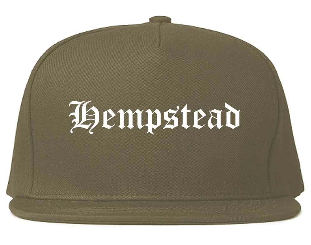 Hempstead New York NY Old English Mens Snapback Hat Grey