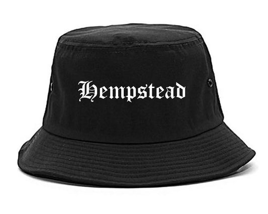 Hempstead New York NY Old English Mens Bucket Hat Black