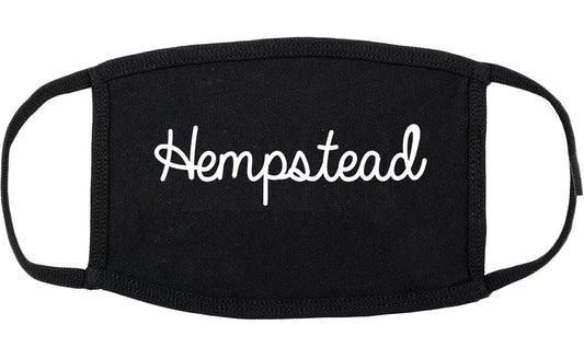 Hempstead New York NY Script Cotton Face Mask Black