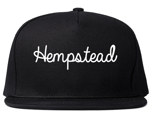 Hempstead New York NY Script Mens Snapback Hat Black