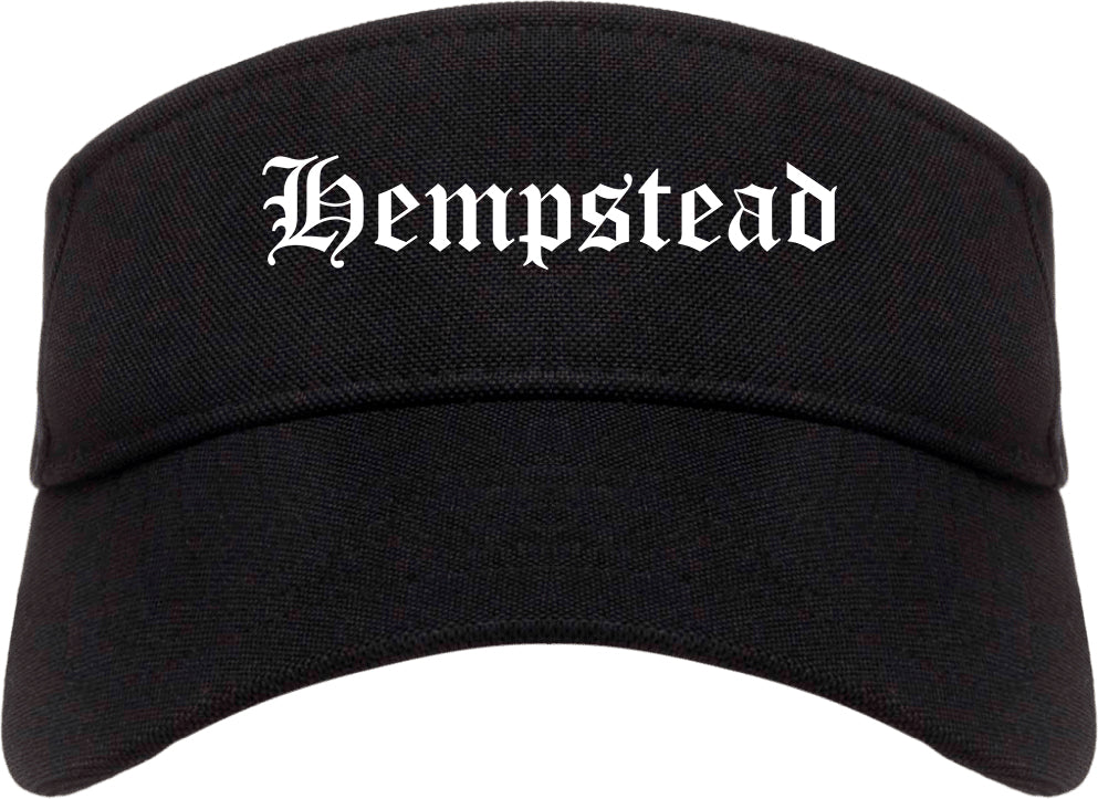 Hempstead New York NY Old English Mens Visor Cap Hat Black