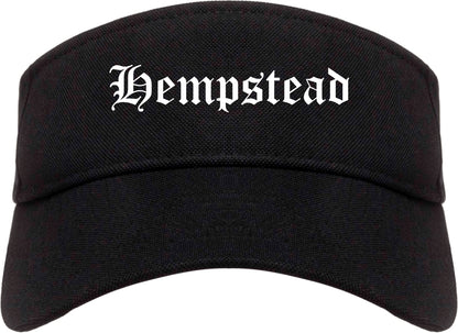 Hempstead New York NY Old English Mens Visor Cap Hat Black