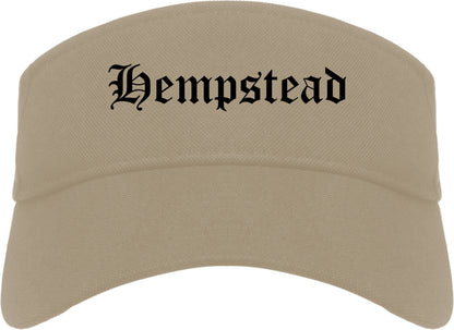 Hempstead New York NY Old English Mens Visor Cap Hat Khaki