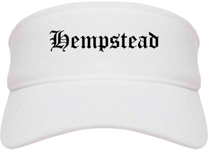 Hempstead New York NY Old English Mens Visor Cap Hat White