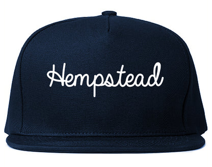 Hempstead Texas TX Script Mens Snapback Hat Navy Blue