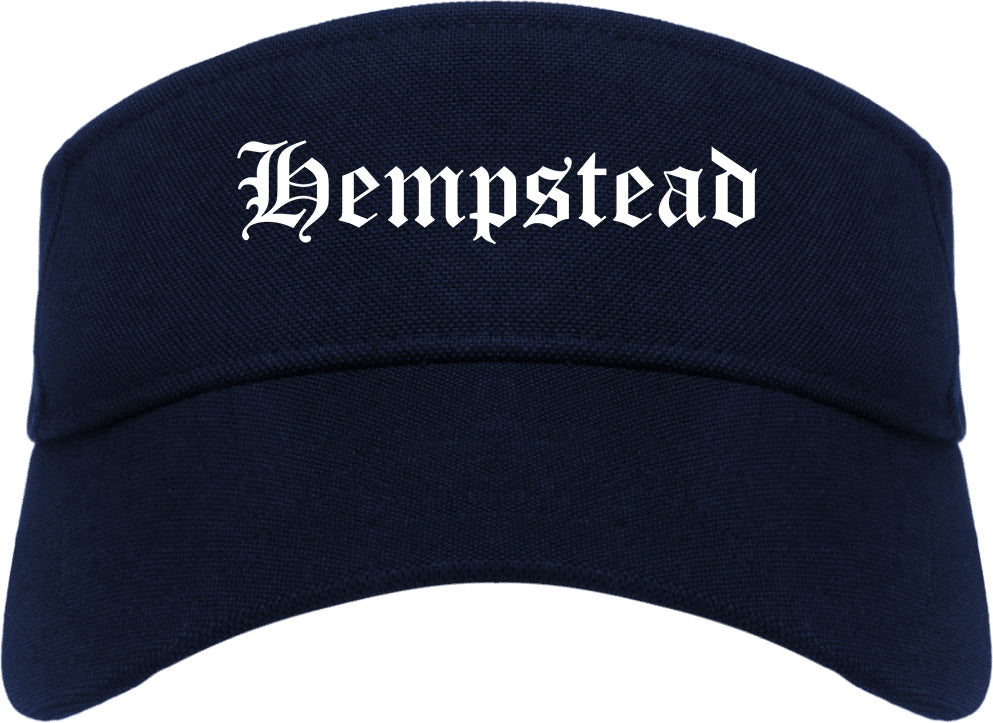 Hempstead Texas TX Old English Mens Visor Cap Hat Navy Blue