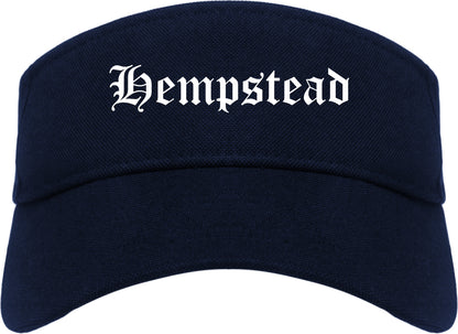 Hempstead Texas TX Old English Mens Visor Cap Hat Navy Blue