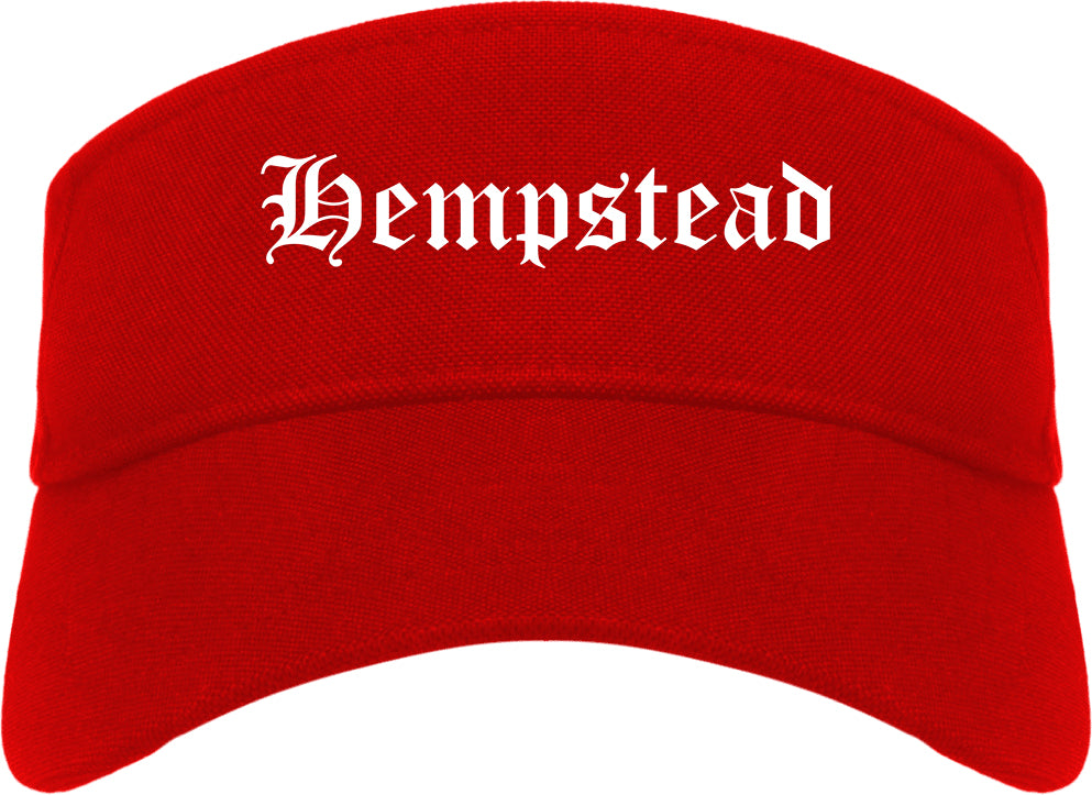 Hempstead Texas TX Old English Mens Visor Cap Hat Red