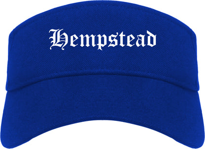 Hempstead Texas TX Old English Mens Visor Cap Hat Royal Blue