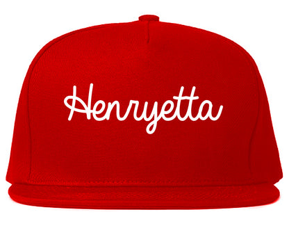 Henryetta Oklahoma OK Script Mens Snapback Hat Red