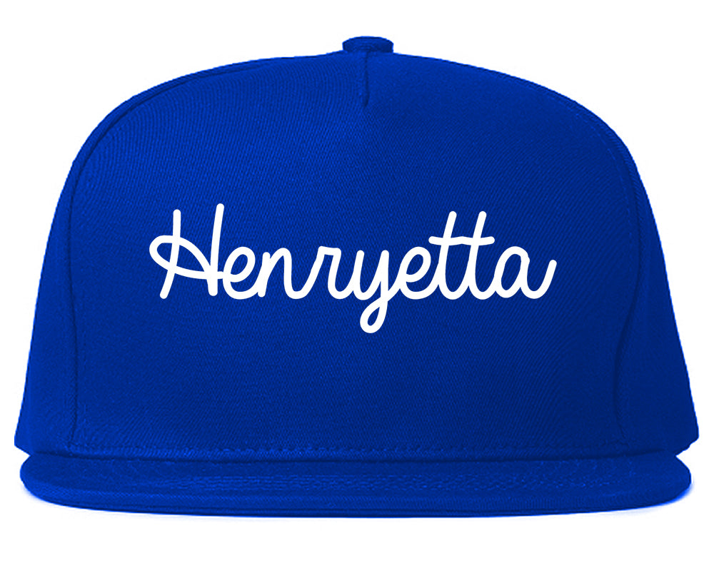 Henryetta Oklahoma OK Script Mens Snapback Hat Royal Blue