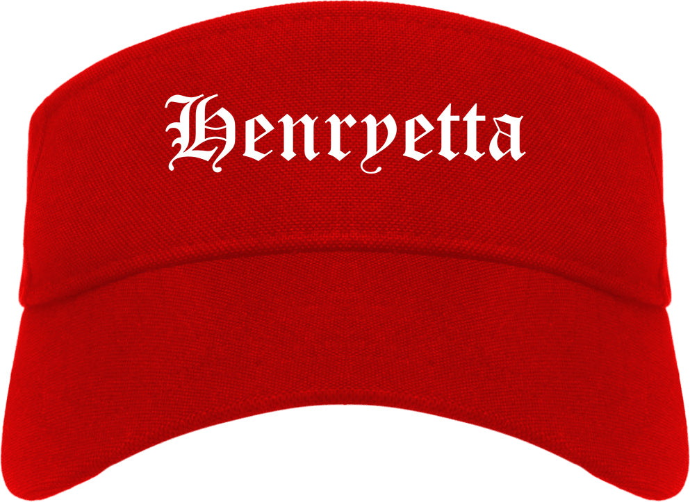 Henryetta Oklahoma OK Old English Mens Visor Cap Hat Red