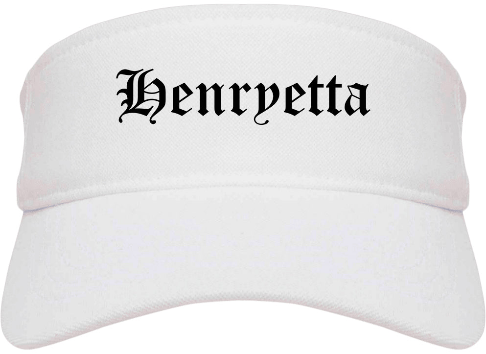 Henryetta Oklahoma OK Old English Mens Visor Cap Hat White